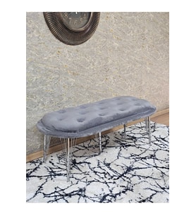 Ufo Oturak Bench - Krom Kaplama Telli Ayak - Oturak - Bench - Puf - Yatak Ucu Pufu Gri Renk 100 x 50 Boyut/Ebat (Çok Renkli)