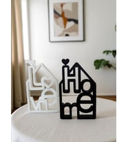 ToDekora Siyah Beyaz 2'li Modern "Home & Love" Dekoratif Obje – Minimalist Ev ve Ofis Aksesuarı (Beyaz-Siyah)