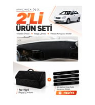 e-biz HYUNDAİ ACCENT ERA (2006-2011) Uyumlu Torpido Örtüsü + Tay Tüyü Bagaj Çantası - Siyah - HU010