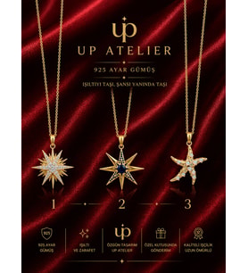 Up Atelier 925 Ayar Gümüş İthal Zincirli Zirkon Taşlı Işıltılı Şans Getiren Deniz Yıldızları Modelleri 40-45cm Ayarlanabilir