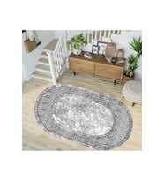 Eliana Home Baskılı, Yıkanabilir Kaymaz Taban Oval Halı LNA7239-SD663 100x150 cm (Gri)