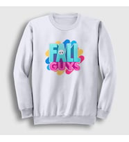 Presmono Unisex Beyaz Logo Oyun Fall Guys Sweatshirt 360427tt