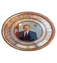 Bakır Duvar Tablosu Bakır Tablo  Recep Tayyip Erdoğan Bakır Duvar Tablosu 25 cm ebatlı Bakır Duvar Tablosu Safir Çay Kazanları