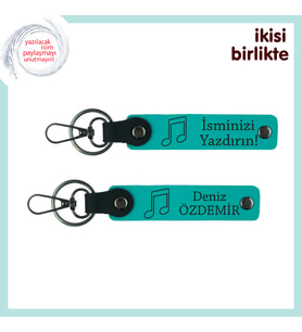 Her Gün Hatırlanacak Melodi, Nota Temalı Deri Anahtarlık Takımı, Koyu Turkuaz-Koyu Turkuaz