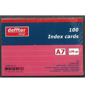 DEFFTER INDEX KARTI A7 PEMBE ÇİZGİLİ