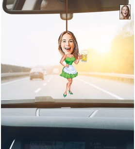 Kişiye Özel Karikatür Ahşap Araba Dikiz Ayna Süsü