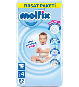 Molfix Bebek Bezi Beden:4 (7-14KG) Maxi 62 Adet Fırsat Pk