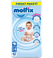 Molfix Bebek Bezi Beden:4 (7-14KG) Maxi 62 Adet Fırsat Pk
