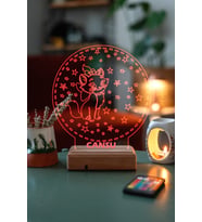 Çocuklara Özel 3D Kedi ve Yıldızlar Dekoratif Led Lamba