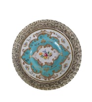 Kütahya Porselen El Dekoru 17 cm Turkuaz Çiçek Desenli Duvar Tabağı Dekor No 3860