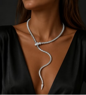 Mıknatıslı Yılan Model Taş Detaylı Kolye