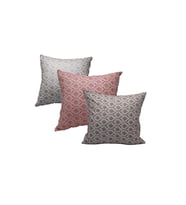 Melisa Damask Baskılı Duck Kumaş Kahve&kırmızı&Gümüş Kırlent 45*45 cm Üçlü - 813