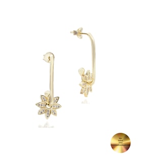 18k Serie Oro Sallantılı Çiçek Night Kadın Gümüş Küpe (Altın)