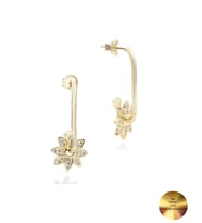 18k Serie Oro Sallantılı Çiçek Night Kadın Gümüş Küpe (Altın)