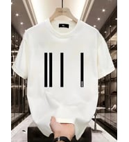 pilelistore- Baskılı Oversize Bisiklet Yaka T-shirt - Beyaz