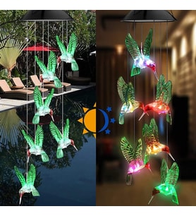 Solar Led Işıklı Kuşlu Bahçe Dekoru 6 Ledli,Renkli Işık