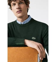 Lacoste Men's Regular Fit Crew Neck Dark Green Bisiklet Yaka Organik Pamuk  Kazak Koyu Yeşil