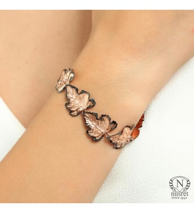 925 Ayar Rose Gümüş Yaprak Modeli Bileklik