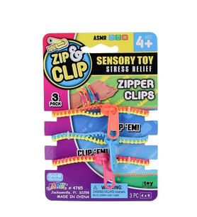 Zip Clip Zipper Clips 3lü Duyusal Oyuncak Fermuarlı Bilezik Seti: Fermuarları Açıp Kapayarak Odaklanın, Rahatlayın!