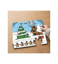 Yeni Yıl Evi Tasarımlı 24 Parça Ahşap Çocuk Puzzle MPK0766