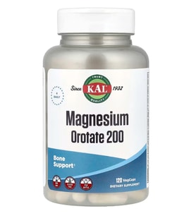 KAL, Magnesium Orotate 200, 120 Vegcaps (50 mg per Capsule).Abd Menşei.