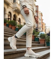 Bağcıksız Rahat Yüksek Taban Krem Erkek Spor Yarım Bilek Bot (Çok Renkli)