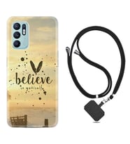 Oppo Reno 6 Kılıf Resimli Boyun Askılı İpli Desenli Silikon Belive in Yourself 1316