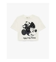 Koton Lisanslı Minnie Mouse Baskılı Ekru Kız Çocuk T-Shirt 6SKG10198AK