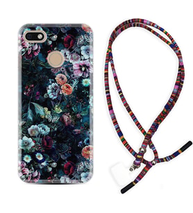General Mobile GM8 Go GM9 GM20 Pro Plus Kılıf Boyun Asklı Rasta Silikon Great Flowers 1304