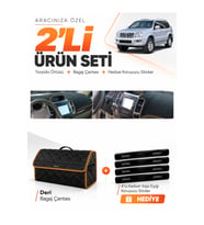 TOYOTA LAND CRUISER PRADO (2002-2009) Uyumlu Torpido Örtüsü + Deri Bagaj Çantası Seti - Siyah Kahverengi