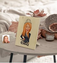 BK Gift Kişiye Özel İsimli Kadın Mühendis Karikatürlü Dekoratif Ahşap Çerçeve Model 1