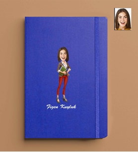 Kişiye Özel Kadın Model 13x21 Mavi Defter-34
