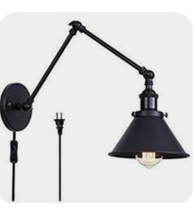 MYLİGHTS  RETRO RUSTİK ANAHTARLI FİŞLİ AKROBATİK APLİK (Siyah)