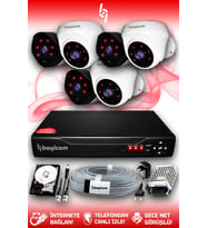 BAYICAM 6 Kameralı Uzay 3 İç Kamera Set 320 GB HDD Full HD Gece Görüşlü Güvenlik Kamerası Sistemi