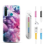 Realme 5i 5 Pro 6i 7 Pro 8 Kılıf Kablo Koruma Spiral Silikon Pink Cloud 1305