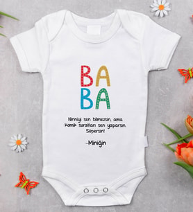 BK Kids İsimli Baba Tasarımlı Bebek Body Zıbın - Model 5, Babalar Günü Hediyesi, Yeni Doğan Hediyesi