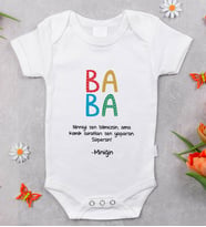 BK Kids İsimli Baba Tasarımlı Bebek Body Zıbın - Model 5, Babalar Günü Hediyesi, Yeni Doğan Hediyesi