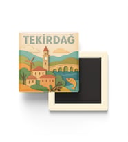 Tekirdağ - Memleket Temalı - Paper Cut Art - Baskılı Buzdolap Magneti Kare - 9x9 cm