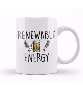 Cute & Funny Renewable Energy Beer Drinking Pun Kupa Bardak Porselen
