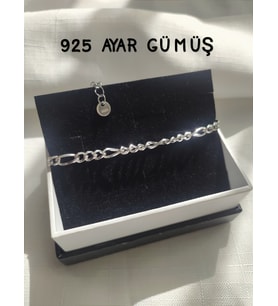 925 AYAR GÜMÜŞ ERKEK ZİNCİR BİLEKLİK FİGARO ZİNCİR HEDİYE