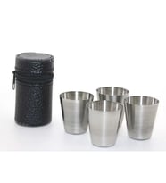 pilelistore Deri Kılıflı 4'Lü Shot Bardak Seti