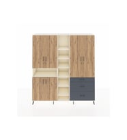 Hyperion Dolap 13 Raflı 3 Çekmeceli 6 Kapaklı 220x44x243 Aytaşı-Çam/Antrasit