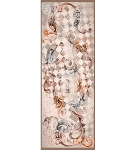 Barok Desen Dora Seri Şal Eşarp Askısı İle Birlikte 75x200 Krem Vizon-75x200