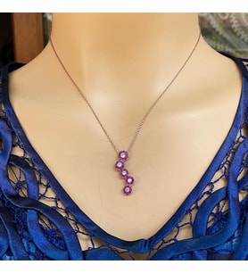 Rose Kaplama Süzülen Halkalar Gümüş Kolye (Karışık)