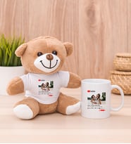 Kişiye Özel Youtube Tasarım Fotoğraflı Peluş Ayı ve Beyaz Kupa