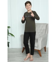 Akbeniz Erkek Çocuk Penye Pijama Takım 20419 (Haki)