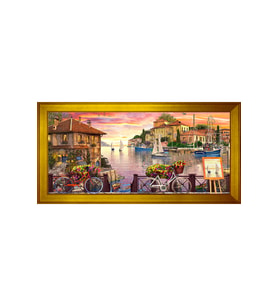 Manzara Temalı Kanvas Tablo 80 x 110 cm Gold Çerçeve