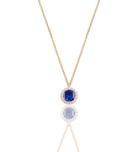 Söğütlü Silver  Gümüş rose safir taşlı pırlanta Montürlü tek taş kolye