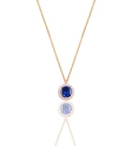 Söğütlü Silver  Gümüş rose safir taşlı pırlanta Montürlü tek taş kolye