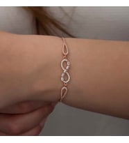 Gümüş Rose Baget Taşlı Sonsuzluk Bileklik